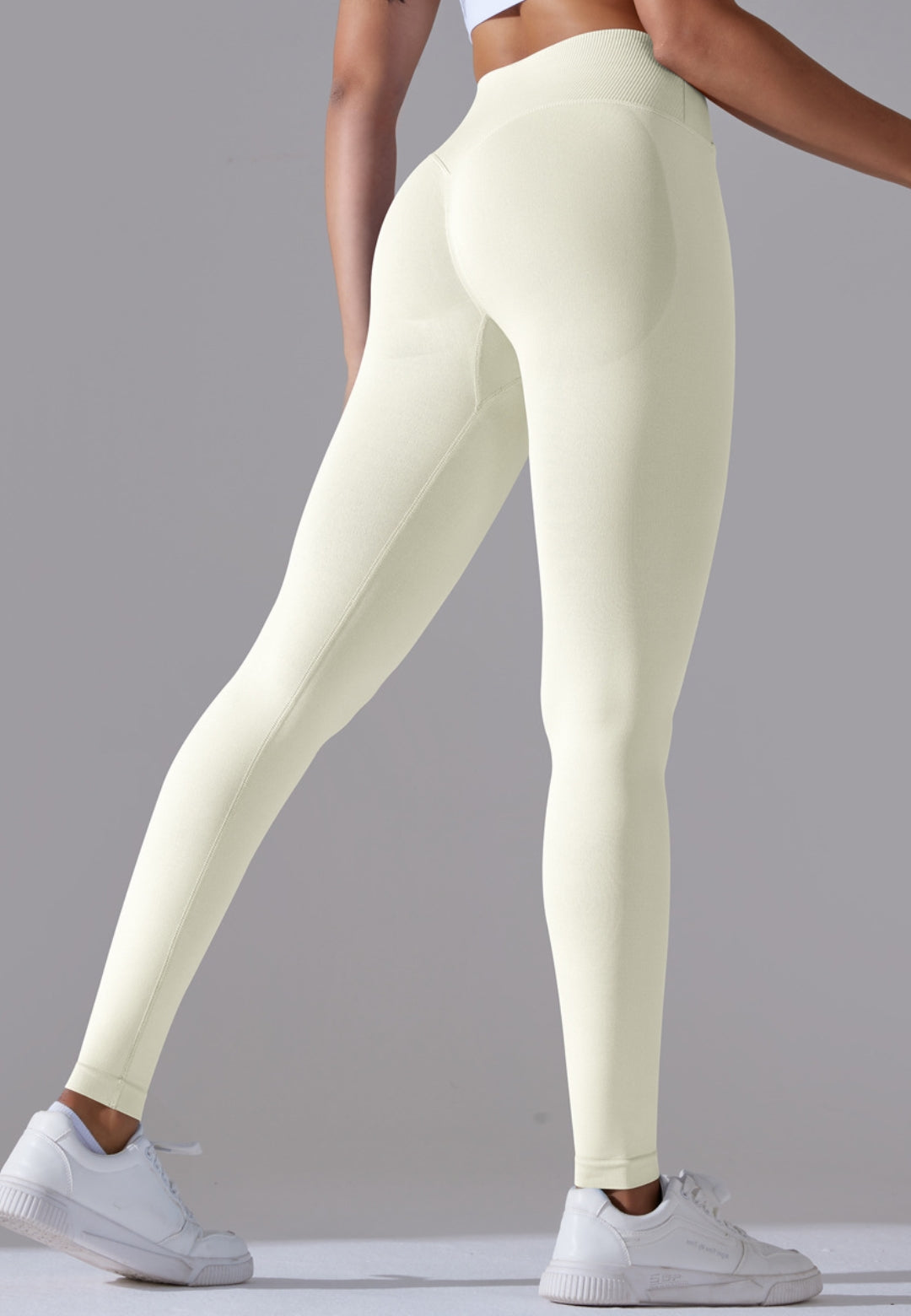 Ribbed V-Waist Activewear Leggings by Anna-Kaci