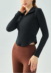 Side view of Zip-Up Turtleneck Activewear Top