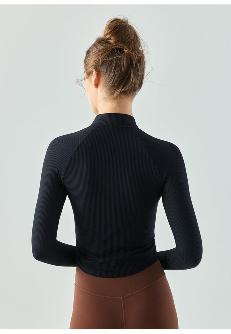 Back view of Quarter Zip Knit Sports Top