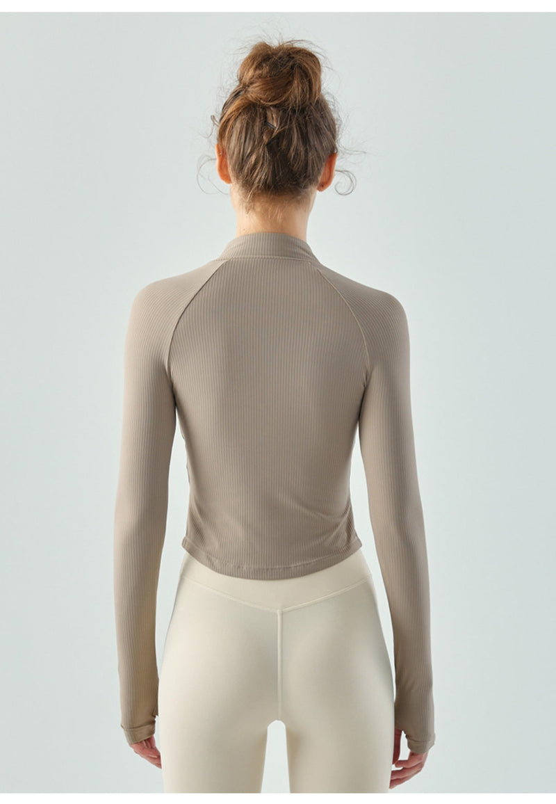 Quarter Zip Knit Sports Top by Anna-Kaci