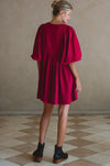 Maribelle Baby Doll Linen Dress Red