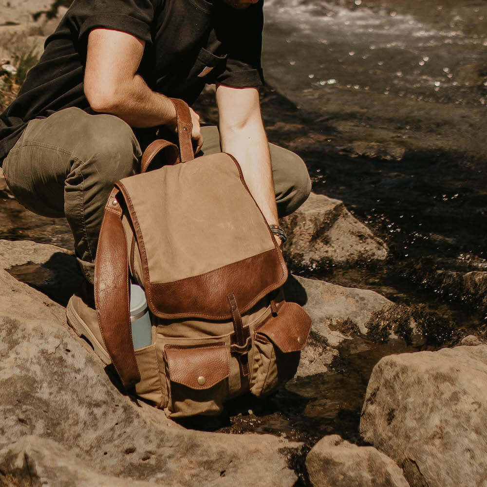 Campaign Waxed Canvas Backpack by Mission Mercantile Leather Goods