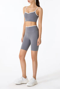 Cute gray Longline Contrast Sports Bra