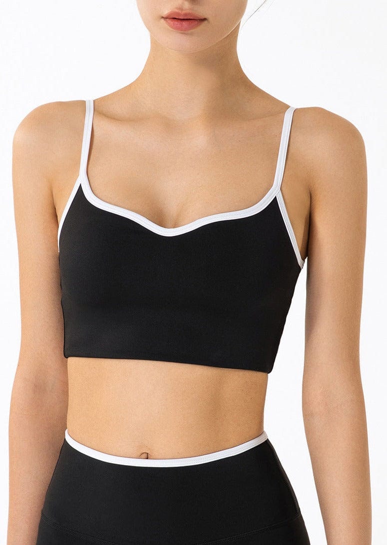 Black Longline Contrast Sports Bra