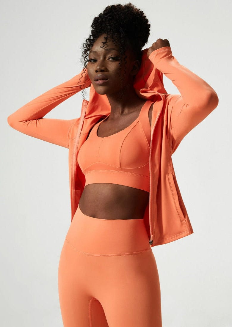 Orange Hooded Zip Active Jacket