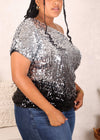 Plus Size One Shoulder Sequin Top by Anna-Kaci