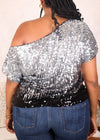 Plus Size One Shoulder Sequin Top by Anna-Kaci