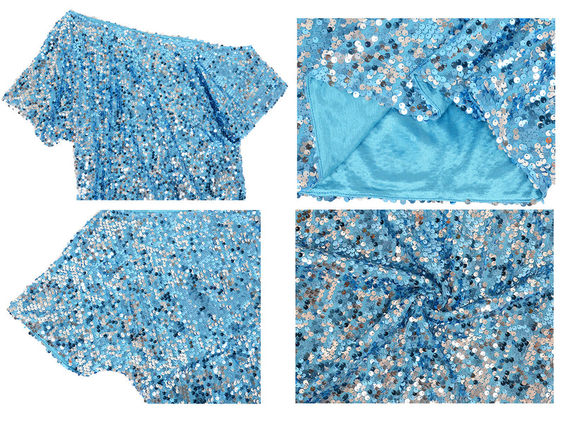 Plus Size One Shoulder Sequin Top by Anna-Kaci