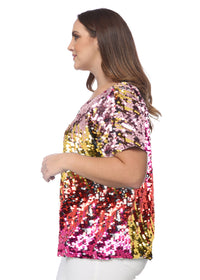 Plus Size One Shoulder Sequin Top by Anna-Kaci