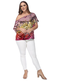 Plus Size One Shoulder Sequin Top by Anna-Kaci