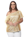 Plus Size One Shoulder Sequin Top by Anna-Kaci