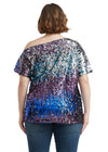 Plus Size One Shoulder Sequin Top by Anna-Kaci