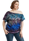 Plus Size One Shoulder Sequin Top by Anna-Kaci