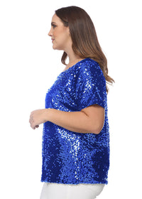 Plus Size One Shoulder Sequin Top by Anna-Kaci