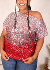 Plus Size One Shoulder Sequin Top by Anna-Kaci