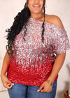 Plus Size One Shoulder Sequin Top by Anna-Kaci