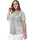 Plus Size One Shoulder Sequin Top by Anna-Kaci