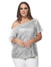 Plus Size One Shoulder Sequin Top by Anna-Kaci