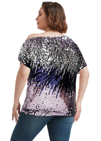 Plus Size One Shoulder Sequin Top by Anna-Kaci