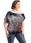 Plus Size One Shoulder Sequin Top by Anna-Kaci