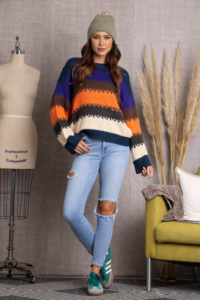 MULTI PATTERN KNITTED SWEATER