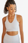 front view of V Neck Bra Top white