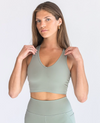 A close view of V Neck Bra Top green