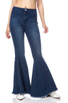 Dark blue denim Bell Bottom High Waist Denim Jeans