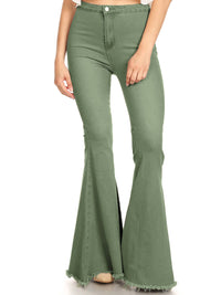 Green Bell Bottom High Waist Denim Jeans