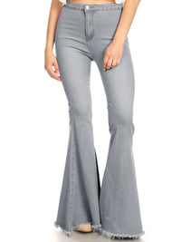 Gray Bell Bottom High Waist Denim Jeans