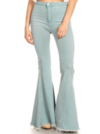 light green Bell Bottom High Waist Denim Jeans