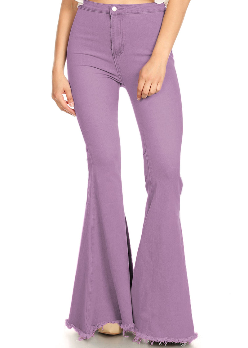 Mauve Bell Bottom High Waist Denim Jeans