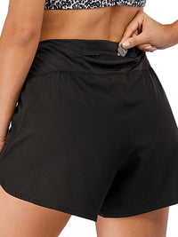 Model showing pocket on Running Shorts Drawstring Yoga Gym Athletic Shorts with Pockets