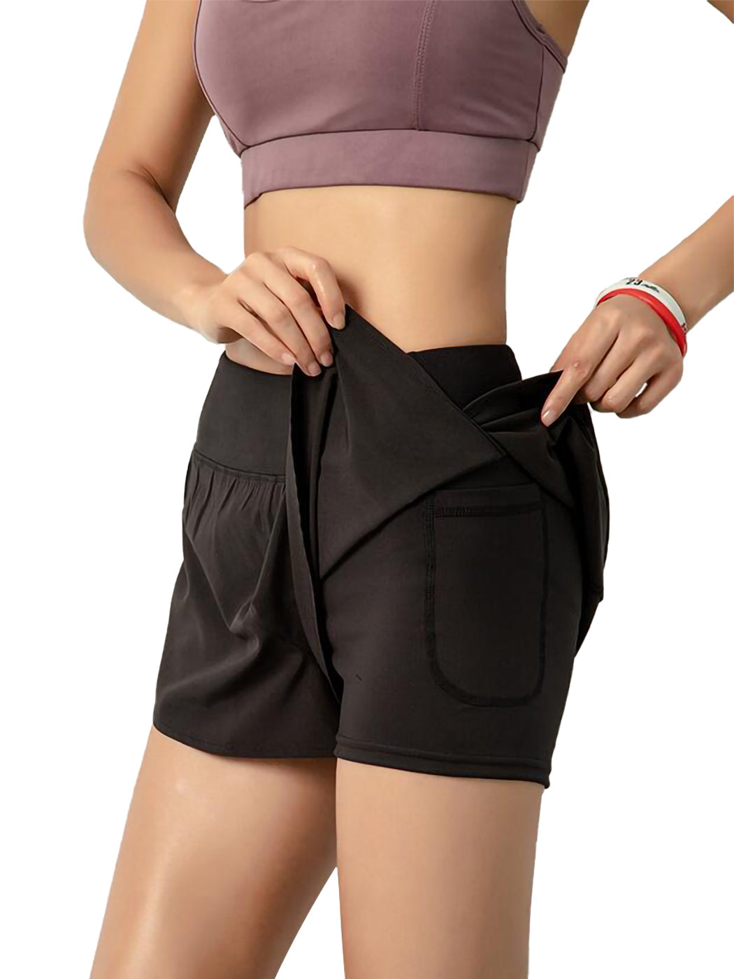 Model showing shorts of Workout Running Shorts Quick Dry with Pocket 