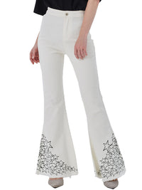 White Bell Bottom High Waist Denim Jeans