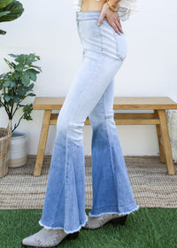 Side view of Bell Bottom High Waist Denim Jeans