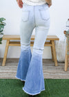 back view of Bell Bottom High Waist Denim Jeans