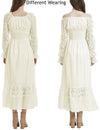 Back view of Womens Lace Long Sleeve V Neck Fall Maxi Dress