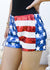 Anna-Kaci Women's Mid Rise July 4th USA Flag Star Stripes Sparkly Sequin Shorts