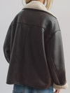 Back view of Collared Neck Long Sleeve Plush Jacket