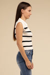 Right side view of Striped Polo Vest