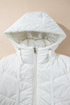 Drawstring Zip Up Long Sleeve Hooded Winter Coat