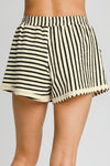 Umgee Elastic Waist Striped Shorts with Pockets