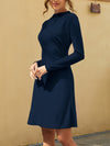 FAM-FAM Ruched Mock Neck Long Sleeve Dress