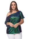 Plus Size One Shoulder Sequin Top by Anna-Kaci