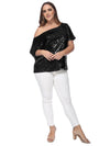 Plus Size One Shoulder Sequin Top by Anna-Kaci