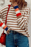 Striped Turtleneck Long Sleeve Sweater