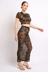 Camo printed top and maxi skirt set