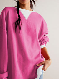 Mandy Contrast Trim Round Neck Long Sleeve Sweatshirt