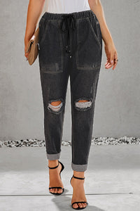 Black Baeful Drawstring Denim Joggers